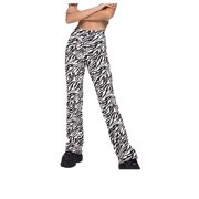 Women Long Pant Zebra Stripe High Waist Casual Trousers Palazzo Lounge Pants