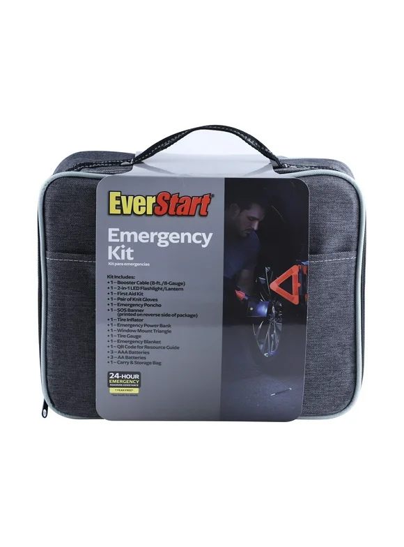 Everstart Emergency Deluxe Kit, All Car Makes, Models. Assembled Product Height 9in x 12in x 5in.