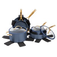 Thyme & Table 12-Piece Nonstick Ceramic Cookware Set, Blue