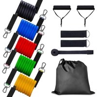 Pec Star Resistance Bands Set, Exercise Bands with Door Anchor, Handles, Waterproof Carry Bag, Legs Ankle Straps for Resistance Training, Physical Therapy, Home Workouts [11 Pieces]