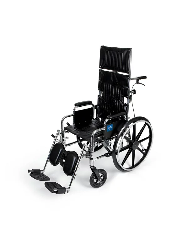 Medline Excel Reclining Wheelchair Desk Length Removable Armrests and Elevating Legrests