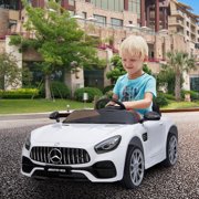 12 Volt Kids Electric Car for Boys Girls, URHOMEPRO Battery Powered Ride On Toys, Ride on Car with Remote Control, Power 4 Wheels Truck Vehicles RC Cars, 3 Speed, LED Lights, MP3 Player, White, W13378