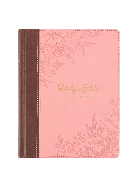 Kjv Note-Taking Bible---Soft Leather-Look, Pink/Brown Floral
