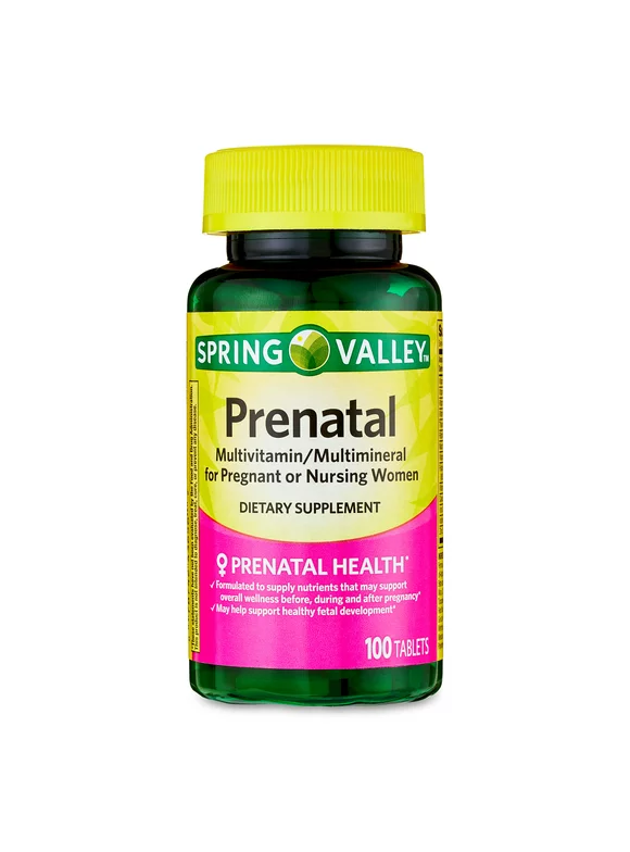 Spring Valley Prenatal Multivitamin/Multimineral for Pregnant and Nursing Women Dietary Supplement Tablets, 100 Count