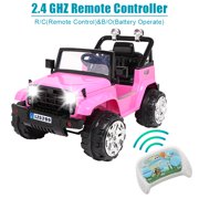 Battery Powered Cars for Kids, 12 Volt Ride On Toys, Kids Electric Car for Toddlers, Ride On Truck Car w/ Remote Control, 3 Speeds, Black, Electric Car for Kids, Pink, W11219