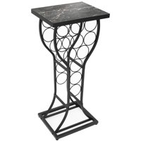 Sorbus Marble Wine Rack Console Table - Freestanding Wine Storage Organizer Display Rack for Small Spaces, Holds 11 Bottles, Metal with Faux Marble Finish (Marble Wine Rack - Black)