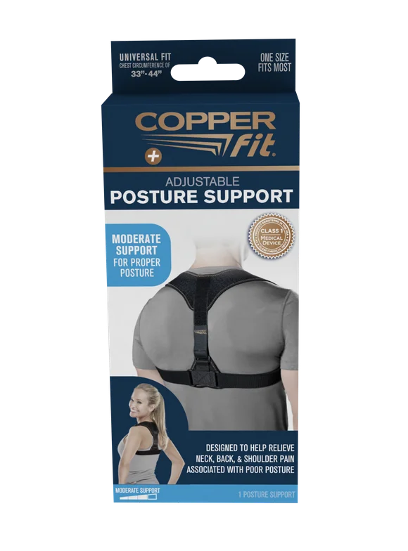 Copper Fit Health Plus Posture Corrector Brace, Reduce Neck, Back and Shoulder Pain, Black