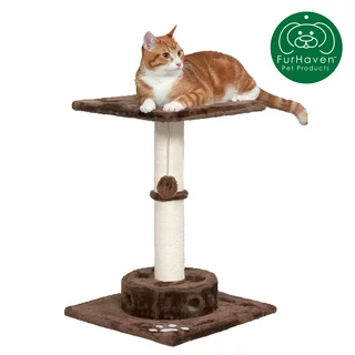 FurHaven Pet Products Tiger Tough Cat Playground Scratching Post Furniture, Brown
