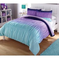 Heritage Club Purple Ombre Ruched Reversible Comforter Set