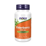 NOW Supplements, Elderberry (Sambucus nigra)500 mg, 10:1 Concentrate, 60 Veg Capsules