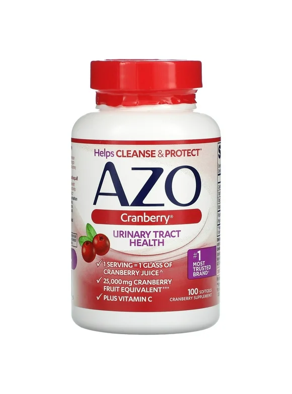 AZO Cranberry Urinary Tract Health Supplement, Sugar-Free, 100 Softgels