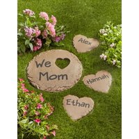 Personalized Garden Heart and 12" Circle Stepping Stone