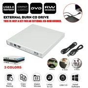 External DVD Drive Box, USB 3.0 Transmission Slim Portable External DVD CD +/-RW Writer/Burner/Rewriter ROM Drive Perfect for Mac OS/Win7/Win8/Win10/Vista PC Desktop
