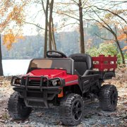 12 volt Ride on Cars for Boys Girls, URHOMEPRO Off-Road UTV Electric Vehicles Ride on Car with Remote Control, Rear Bucket, Battery Powered, LED Light, MP3 Player, Ride on Toys for Kids, Red, W14052