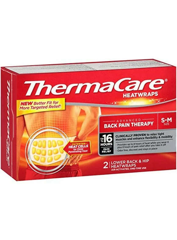 5 Pack Thermacare Heatwraps Lower Back & Hip S-m 2 Count Each