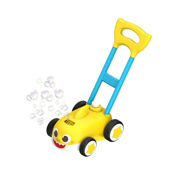 Pinkfong Baby Shark Kids Push Bubble Blower Lawn Mower, Bubble Blowing Fun for Toddlers