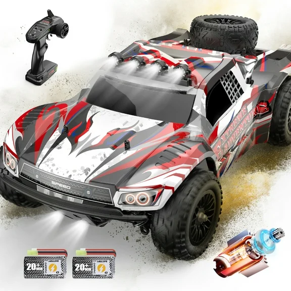 JoyStone 1:10 Large Remote Control Truck with LED Lights, Hobby Grade Fast RC Car, 50  KM/H 4x4 Off-Road Monster Truck Electric Vehicle with 2 Batteries for Adults Boys
