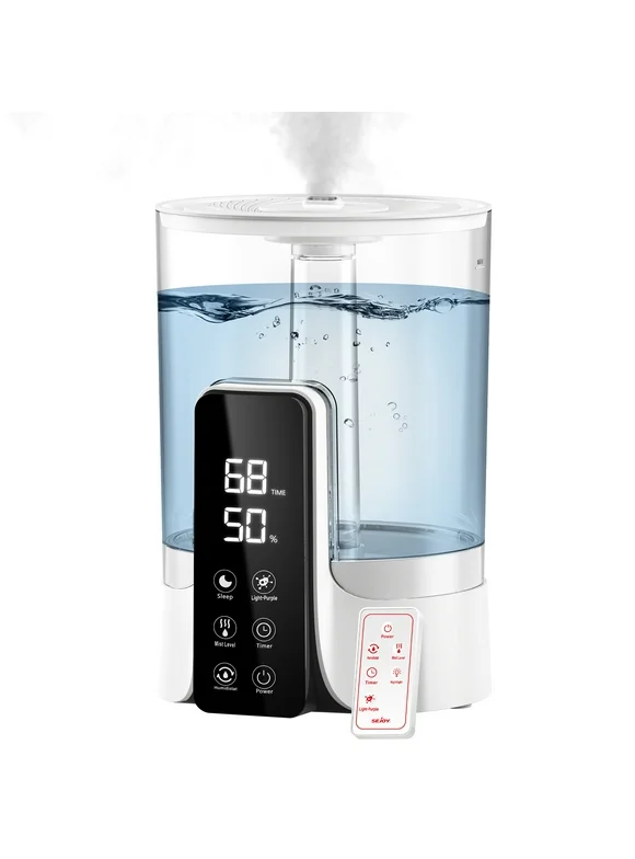 Sejoy Humidifier for Home,Cool Mist  6L Large Top Fill Ultrasonic Humidifier for Bedroom with  LED Display, Night Light