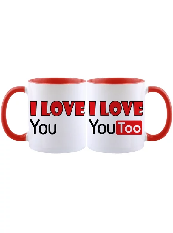 Couples Coffee Mugs 11OZ Coffee Mug Gift Set For Husband and Wife for wedding anniversary Birthday housewarming-Red