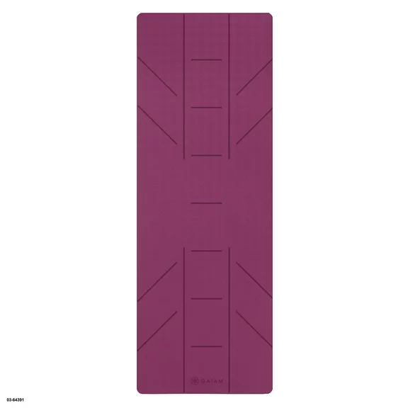 Gaiam Ultra-Sticky Alignment Yoga Mat, Fuchsia, 6mm Thickness, Made from PVC