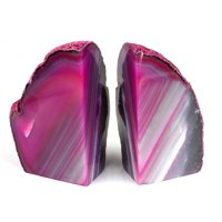 Crystal Allies Gallery: Pair of Small Polished Agate Geode Halves Bookends w/ Authentic Crystal Allies Stone Card - 1lb to 3lb