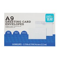PEN+GEAR Greeting Card Envelopes, White, A9 (5-3/4 x 8-3/4 in.) Peel & Stick, 50 per Box
