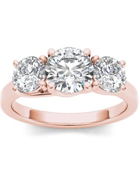 2 Carat T.W. Diamond Three-Stone 14kt Rose Gold Engagement Ring