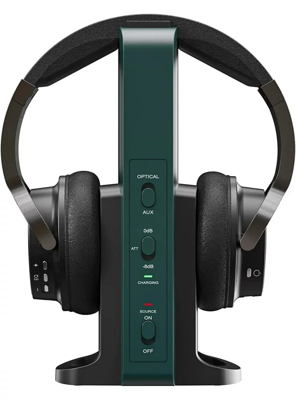 Rybozen Wireless Headphones for TV Watching with 2.4G Digital RF Transmitter Charging Dock Hi-Fi Soft Over-Ear Headset