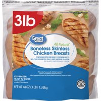 Great Value Boneless Skinless Chicken Breast, 3 lb. (Frozen)