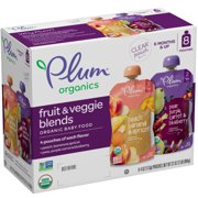 Plum Organics Stage 2 Organic Baby Food, Fruit and Veggie Variety Pack, 4 Ounce Pouch (Pack of 8)