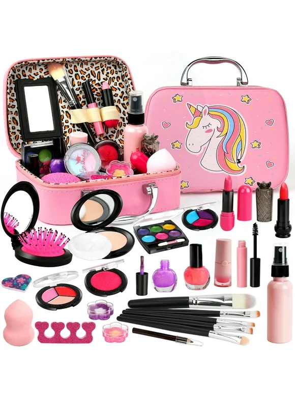 Sendida Washable Kids Makeup Kit for Girls Toys with Cute Makeup Bag, Toy for Girls Age 3 4 5 6 7 8 9 10 Year Old (25PCS)