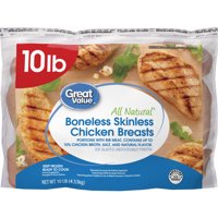 Great Value Boneless Skinless Chicken Breast, 10 lb. (Frozen)