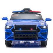 12 Volt Kids Ride on Police Car, URHOMEPRO Kids Police Truck Ride on Cars with Remote Control, Battery Powered Electric Vehicles with 3 Speeds, Lights, Horn, Ride on Toys for Boys Girls, Blue, W14195