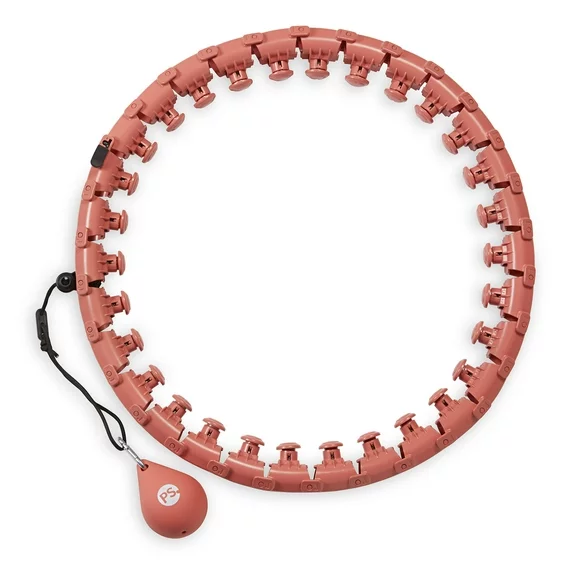 POPSUGAR Weighted & Adjustable Fitness Hoop, 30 Detachable Links with 1lb Weighted Ball, Coral