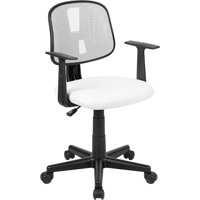 Pivot Back White Mesh Swivel Task Office Chair with Arms, BIFMA Certified