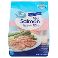 Great Value Wild Caught Pink Salmon Skin-On Fillets, 2 lb