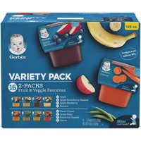 (16 Twin Packs) Gerber 2nd Foods Fruit & Veggie Favorites Baby Food Variety Pack 8 oz Twin Pack Tubs