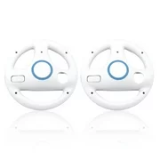 Steering Wheel for Nintendo Wii Motion Plus Remote Controller (2 Pack) Ideal for Mario Kart Racing Driving Games, White