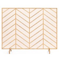 Best Choice Products 38x31in Single Panel Handcrafted Iron Chevron Fireplace Screen w/ Distressed Finish - Gold