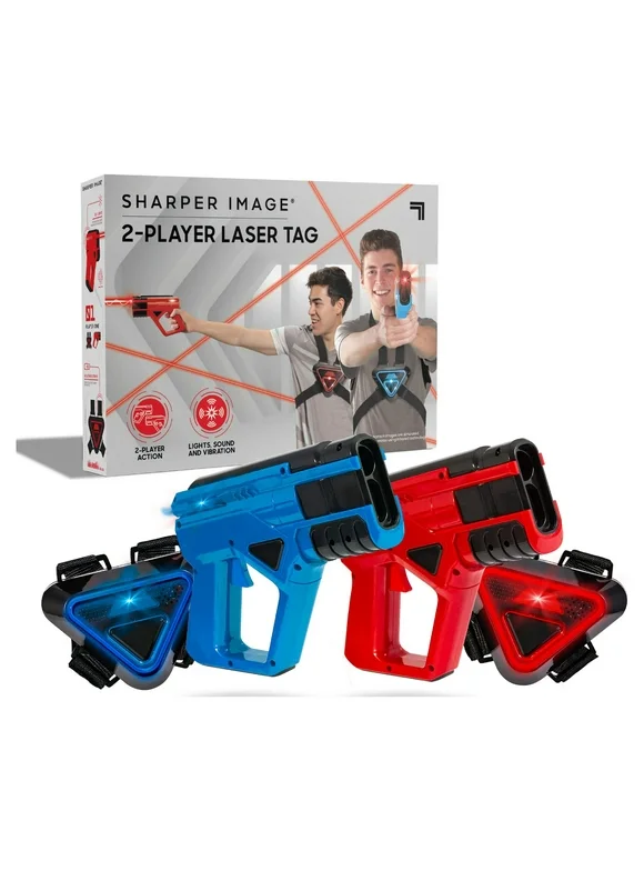 Sharper Image Team Battle Laser Tag with Safe for Children and Adults, Indoor & Outdoor Battle Games, Combine Multiple Sets for Multiplayer Free-for-All, 8-pieces, Blue And Red, Age 8+