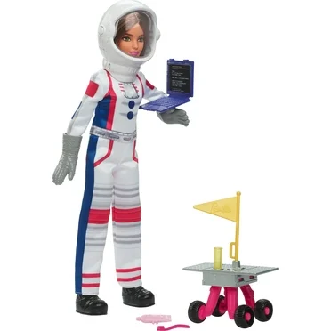Barbie 65th Anniversary Careers Astronaut Doll & 10 Accessories Including Rolling Rover & Space Helmet for Ages 3 years and Up