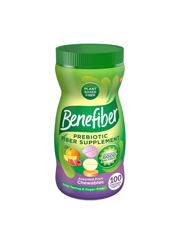 Benefiber Prebiotic Fiber Supplement Chewables, Assorted Fruit, 100 Ct