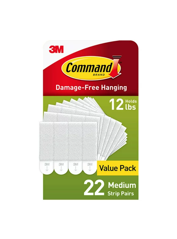 Command Medium Picture Hangers, White, Damage Free Decorating, 22 Pairs