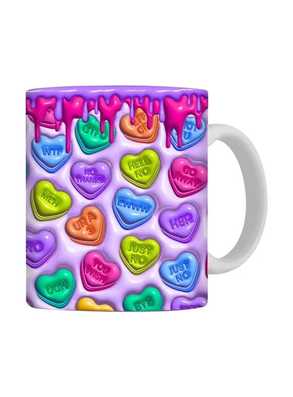 Dengmore 12 oz Valentine's Day Ceramic Coffee Mug 3D Sculpted Love Mugs Novelty Coffee Cup for Girlfriend Wife Couples Valentines Gifts for Anniversary Engagement Wedding
