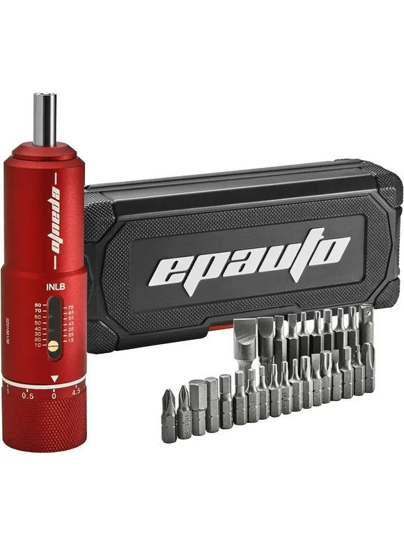 EPAuto Torque Screwdriver Wrench With Interchangeable Bits for Bike, Firearms 10 to 80 in-lbs, Red