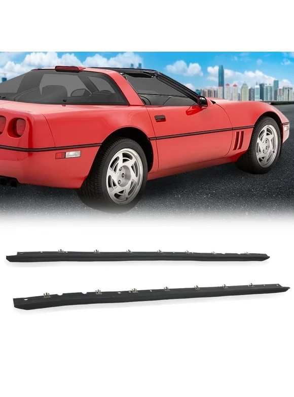 G-Plus Window Felt Sweeps Weatherstrip Pair w/Rivets Belt Outer Fit for 1984-1996 Chevy Corvette C4 (Coupe and Convertible) Black