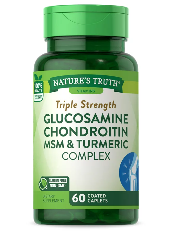 Glucosamine Chondroitin MSM Complex | 60 Caplets  | Triple Strength Supplement for Joint Health | Non-GMO, Gluten Free | By Nature's Truth