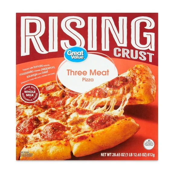 Great Value Rising Crust Three Meat Pizza, 29.45 oz (Frozen)