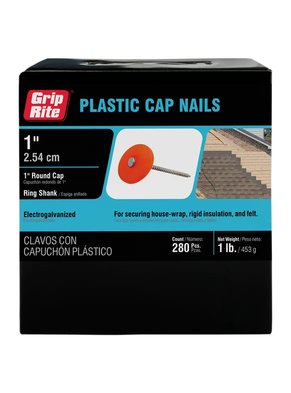 Grip-Rite 1-in 12-Gauge Electro-Galvanized Plastic Cap Nail