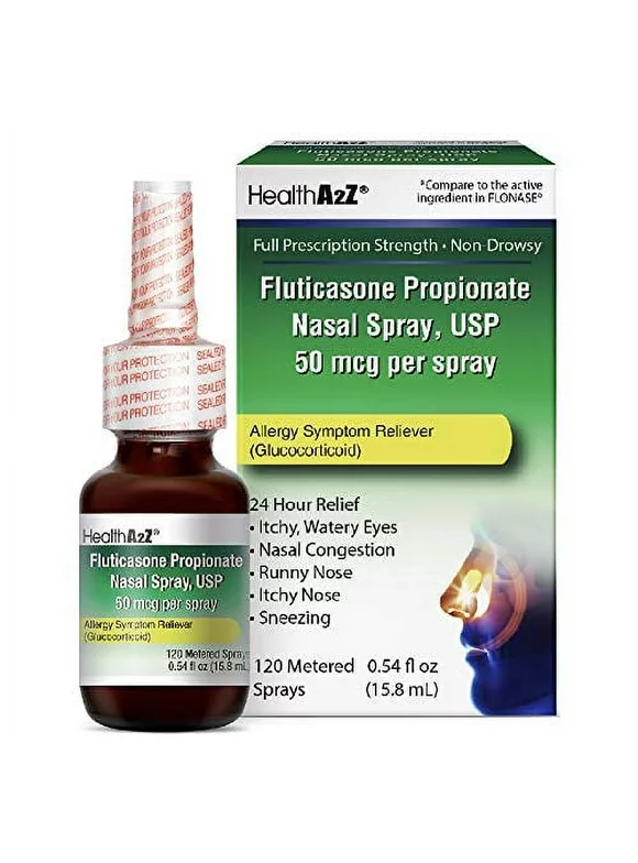 HealthA2Z® Fluticasone Propionate Nasal Sprays, 24 Hour Allergy Relief,120 Sprays, 0.54 fl oz